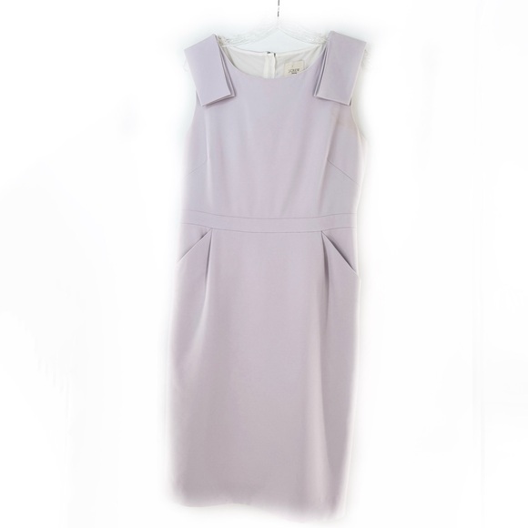 J. Crew Suiting Bow Shoulder Sleeveless Sheath Dress Light Lavender Size 10 - Picture 15 of 17